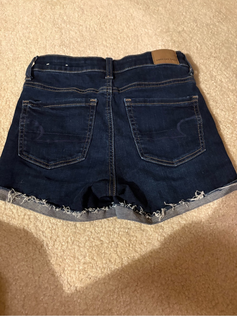 American Eagle Outfitters Dark Indigo Frayed Hem Denim Shorts - Picture 3 of 3